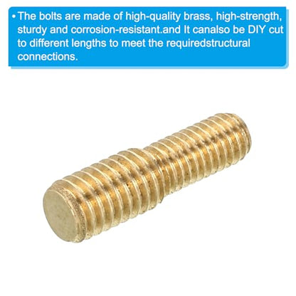 PATIKIL M5x10mm to M6x10mm Double End Threaded Stud Screw Bolt, 5 Pack Brass Rod Bolts Thread Reducer Adapter for Furniture Fastener, Hardware Connector - size: M5x10mm to M6x10mm