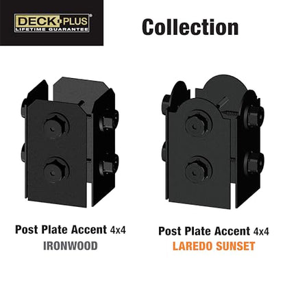 Deck Plus Laredo Sunset Faux Post Base Kit, 4in x 4in, 1 Kit, Black