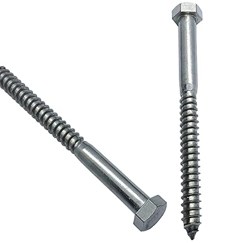 1/4" x 2.5" 304 Grade Stainless Steel lag Screws, Hex Head Fasteners, Stainless Steel Screw. Use as Construction, Wood, Metal, lag Screw or mounting Screws Fasteners Lag Bolts (25)