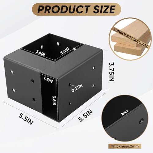 Workbench Brackets 4pcs,3-Way Right-Angle Corner Bracket for DIY Worktable - size: 4X4 and 2X4