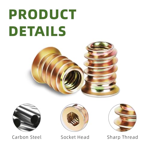 1/4-20 (30 Sets) Furniture Bolts and Nuts Assortment Kit, 3/4" Furniture Screws and 19/32" Threaded Insert Nuts with Allen Wrenches, Screw-in Nuts for Wood Furniture Assembly Connector - size: M6 x 20mm