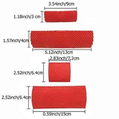Wood Graining Tool 4Pcs Rubber Wood Pattern Painting Kit for Furniture