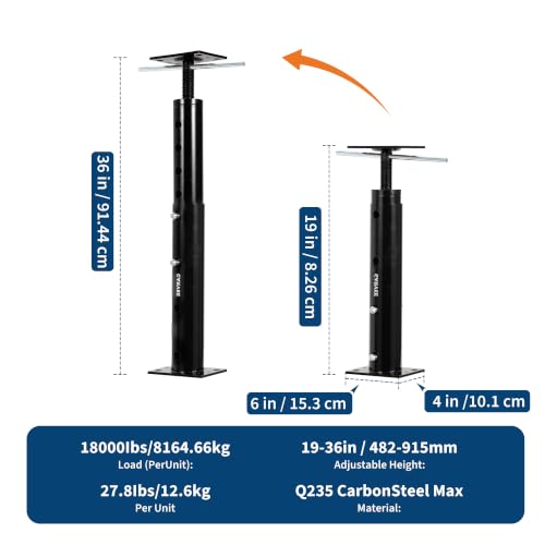 OUTLANE House Floor Jacks, 2 Pack 19"-36" Adjustable Jack Post 18000 LBS - color: Black, size: 19"-36"