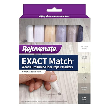 Rejuvenate Exact Match Wood Furniture & Floor Repair Markers 6 Ct, White - size: White/Gray (Pack of 1)