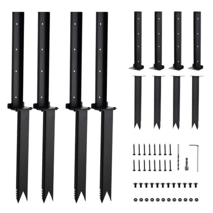 4 Pack Fence Post Repair Kit, Heavy Duty Fence Post Anchors Ground Stakes