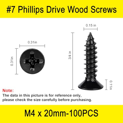 #7 x 3/4" Black Drywall Screws for Metal, Flat Head Self Tapping (100Pcs) - color: #7 x 3/4" (100pcs)