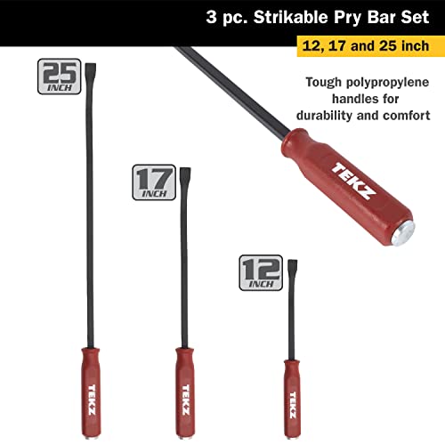 TEKZ 17113 3-Piece Angled Tip Pry Bar Set with Strike Cap Handle