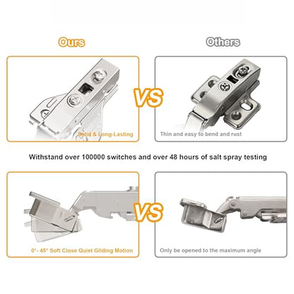 10Pcs Soft Close Face Frame Cabinet Hinges 50% Faster Install - size: 5 Pairs