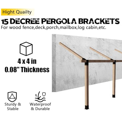 4x4 Pergola 2-Way Brackets,L-Shaped 15° Angled Design 4Pack - size: 4x4 15°
