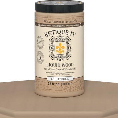 Retique It Liquid Wood - Real Wood Coating (32oz / Light) - color: 1 Light Wood, size: 32 Fl Oz (Pack of 1)
