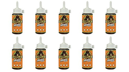 Gorilla Original Waterproof Polyurethane Glue, 4 ounce Bottle, Brown, (Pack of 10) - size: 4 Ounce