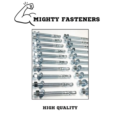 MIGHTY FASTENERS Zinc-Plated Steel Wedge Anchors, 1/2" X 5-1/2" - Heavy-Duty Mounting Bolts for Concrete - 25 Pack - size: 1/2" X 5-1/2"