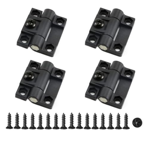 Adjustable Torque Hinge 43mmx36mm Black Plastic 4 Countersunk Holes Adjustable Position Control Hinges Door Hinges 4Pcs,Screws 16Pcs