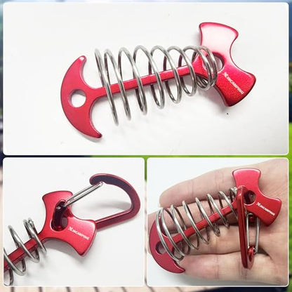 Deck Anchors XINCAMPING 12pcs Aluminum Tent Pegs for Wooden Decks, Windproof Rope Tighteners & Adjusters for Tents, Canopies, Camping Furniture Red - color: Red