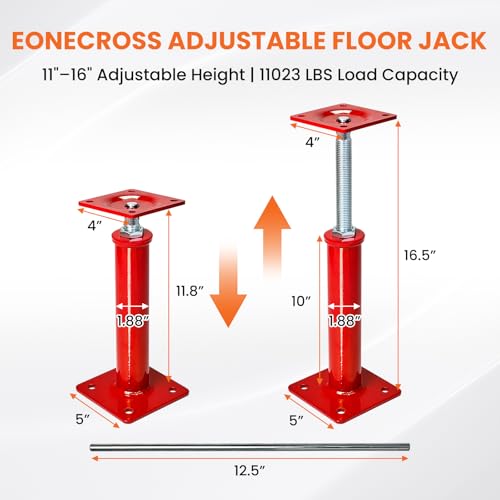 4 Pack House Floor Jacks for Leveling, 11.8-16 in Adjustable Screw Support Posts, Up to 11,023 lb Each, for Crawl Space, Floor Joists and Basement Beams - size: 11.8''-16''(4 Pack)