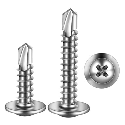 Silvery #8x1 Phillips Head 410 Stainless Self-Drilling Screws 100 pcs - color: SILVER, size: #8x1"