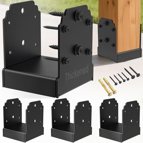4x4 Post Base for Concrete – 4mm Thick, 10,000 LB Anchor (4PCS) - size: 4x4 post base (4 PCS) New