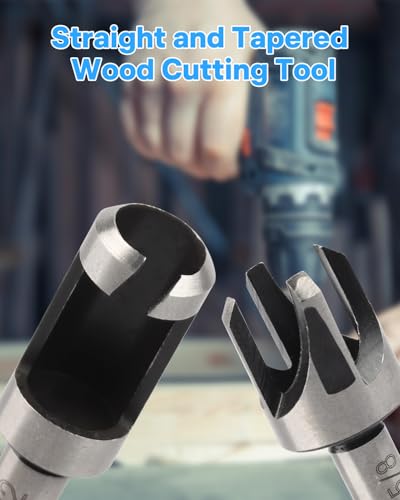 8-Piece Wood Plug Cutter Set, Straight & Tapered, 1/4-5/8 in - style: Round Shank