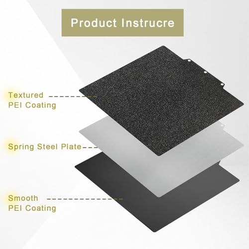 Smooth PEI & Textured PEI 3D Printing Bed Adhesive Build Plate for Adventurer 5M 235x235mm Spring Steel Hot Bed Replacement - color: Smooth PEI & Textured PEI, size: 235mm Adventurer 5M