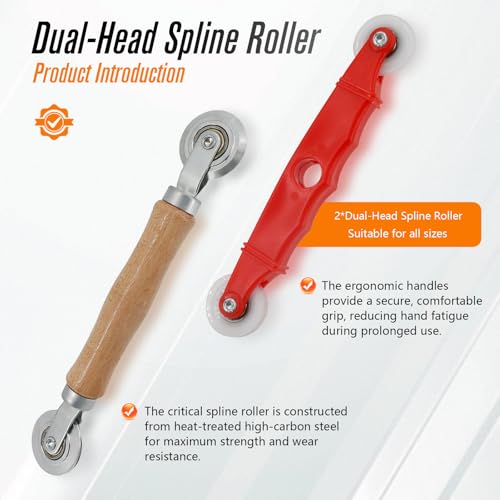 Screen Repair Tools, 6 in 1 Window Screen Installation Kit Include Screen Roller Spline Roller Tool, Spline Removing Hook, Rubber Strip Shovel for Installing and Replacing Window Patio Sliding Door