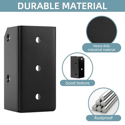 Deck Railing Brackets Connectors, 2x4 Brackets (Actual 1.5"x3.5") for Fence Railing Handrail Stair Wood Lumber Post with Screws, Black (Parallel,12 Pcs)