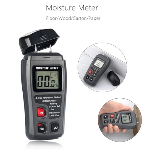 Digital Wood Moisture Meter Timber Damp Tester Handheld Hygrometer Lumber Detector EMT01 with HD LCD Display