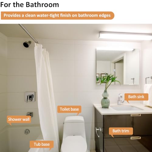 White Caulk Tape Self Adhesive Waterproof, Bathroom Peel & Stick Caulking Strip Floor Tile Wallpaper Toilet Tub Shower Wall Trim, DIY Project Renter Friendly Decor, Quick & Easy to Install in Minutes - style: White-1.5IN-10.5FT
