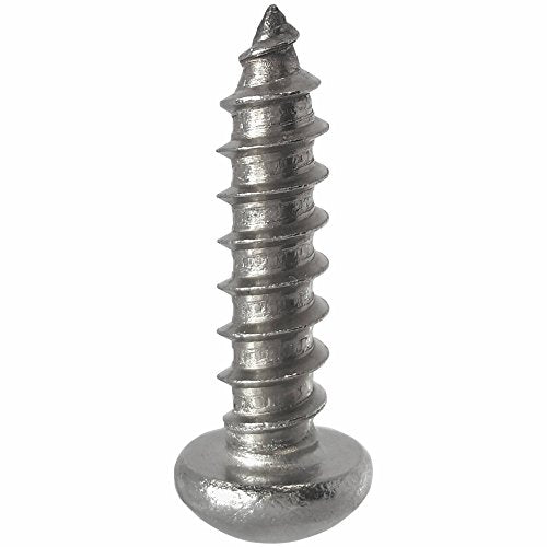 #10 x 1-1/4" Round Head Sheet Metal Screws, Phillips Drive, Stainless Steel 18-8, Full Thread, Bright Finish, Self-Tapping, Type A, Quantity 100 By Fastenere - size: #10 x 1-1/4"(100 PACK)