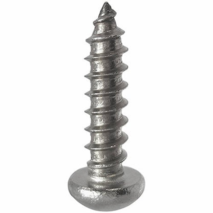 #10 x 1-1/4" Round Head Sheet Metal Screws, Phillips Drive, Stainless Steel 18-8, Full Thread, Bright Finish, Self-Tapping, Type A, Quantity 100 By Fastenere - size: #10 x 1-1/4"(100 PACK)