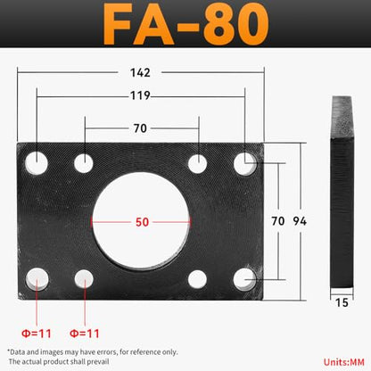 SC Cylinder FA-80 Accessories Square Flange Plate Cylinder Diameter Universal Fitting mounting Plate Fixing Frame with 4 Screws - color: FA, size: 80