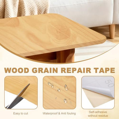 HARFINGTON Wood Grain Repair Tape 4" x33ft Self-Adhesive Repair Patch - color: Cherry, size: 4" x 33ft
