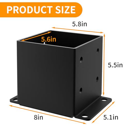 6x6 Post Base, ( Inner Size 5.6x5.6) Heavy Duty Post Anchor（2PCS） - size: 6x6 2