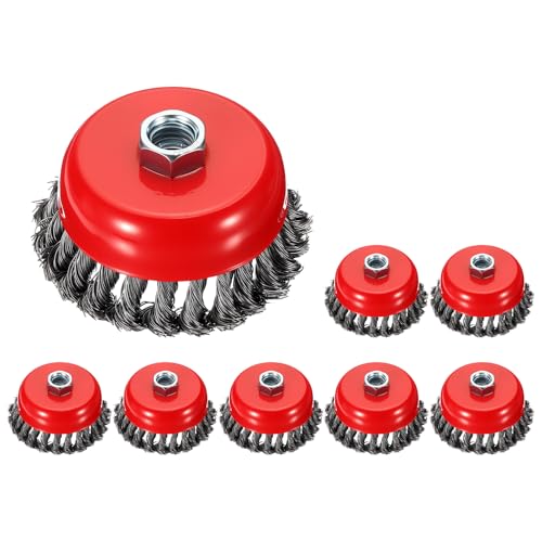 DTGN 8 Pcs 4 Inch Wire Cup Brush for Grinder, 5/8"-11 Arbor - size: 4 inch