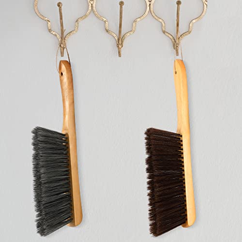 Patelai 2 Pcs Wooden Bench Brushes Fireplace Brush, Gray, Brown - color: Gray, Brown