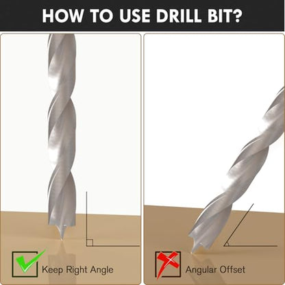 29Pcs (1/16" - 1/2") Brad Point Wood Drill Bit Set - size: Round Shank (1/16"-1/2") - 29pcs