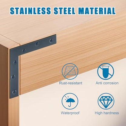 Mooche L Flat Brackets for Wood, Black Mending Plate Repair
