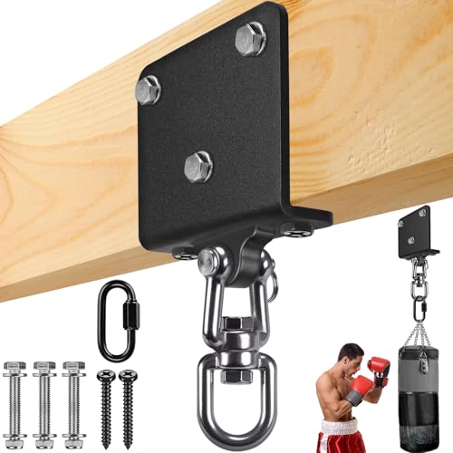 Dolibest Heavy Punching Bag Hanger, 360° Rotation I-Beam Mount for Boxing Muay Thai, Wood Beam Hook for Weight Strength Training Systems, Aerial Yoga & Hammock, Resistance Band (1000 LB Capacity) - color: Black beam hanger- 360°+ 180° rotation