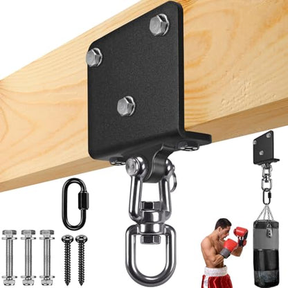 Dolibest Heavy Punching Bag Hanger, 360° Rotation I-Beam Mount for Boxing Muay Thai, Wood Beam Hook for Weight Strength Training Systems, Aerial Yoga & Hammock, Resistance Band (1000 LB Capacity) - color: Black beam hanger- 360°+ 180° rotation