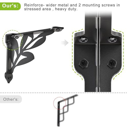 SELEWARE 4 Pack 12" Heavy Duty Shelf Brackets, Branch Decorative L Brackets - size: 12 Inch, style: Branch-4 pack