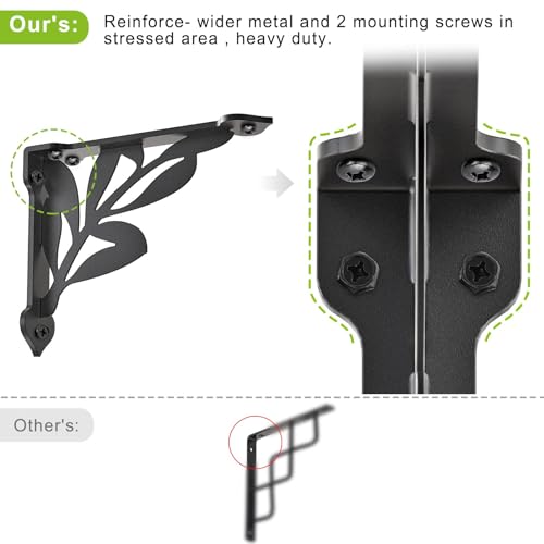 SELEWARE 4 Pack 12" Heavy Duty Shelf Brackets, Branch Decorative L Brackets - size: 12 Inch, style: Branch-4 pack