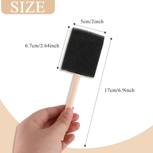 ZUFECY 30 Pack Sponge Brushes, 2 Inch Wood Handle for Painting Crafts