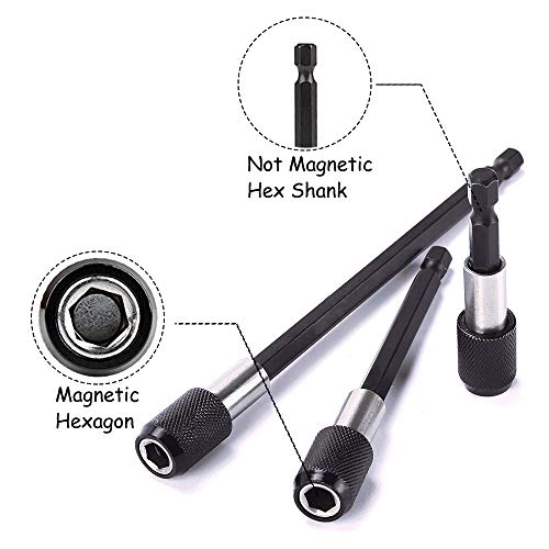 Saiper 1/4 Inch Hex Shank Magnetic Screwdriver Bit Holder 2", 4", 6"