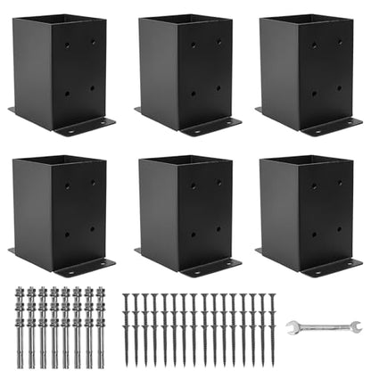 4x4 Post Base 6pcs,Post Brackets (Inner Size 3.6"x3.6") Post Anchor - size: 4X4 6PCS