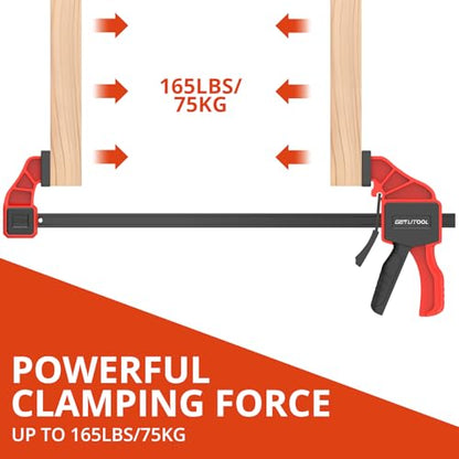 GETLITOOL 2PCS 12-Inch Bar Clamps for Woodworking 165LBS Clamping Force