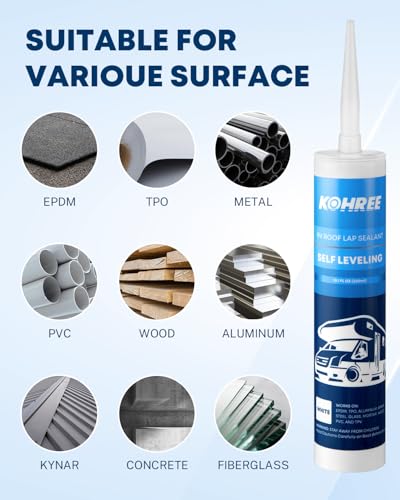 Kohree RV Roof Sealant 4 Pack, Self-Leveling Lap Sealant White