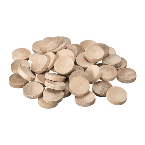 uxcell 50Pcs Flat Head Wood Plugs, 1 Inch Wooden Button Screw Plug Wood Plugs Screw Hole Covers for Furniture Tables Chairs - size: 1 Inch