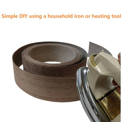 Black Walnut Wood Veneer Edge Banding Roll,1-1/2 inch X 13 ft Iron-On Pre-Glued Edging Tape with Hot Melt Adhesive,Ideal for Plywood, Furniture, Drawers, Shelves Renovation - color: Black Walnut, size: 1-1/2''×13ft