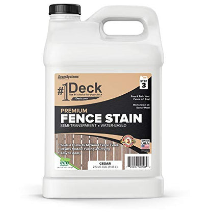 SaverSystems #1 Deck Premium Wood Fence Stain - Semi-Transparent Sealer (2.5 Gallon, Cedar) - color: Cedar, size: 2.5 Gallon