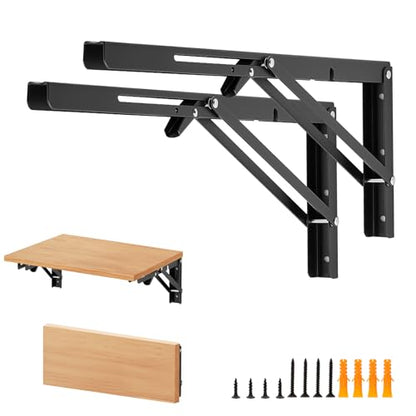 Matte Black Folding Shelf Brackets, 18 Inch, 2 Pack - size: 18 Inch