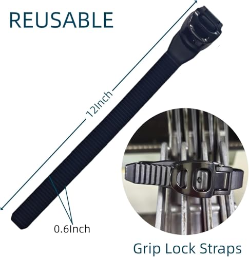 12 Inch Grip Lock Straps,Heavy-duty reusable ratchet cable ties with no assembly required，Suitable for outdoor fencing, posts, piping, and heavy-duty anchoring tasks（6PCS） - color: 6pcs